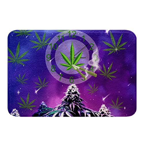 Loussiesd Marijuana Badezimmerteppich Kinder Cannabis Weed Blatt Badematte 40x60cm Für Badezimmer rutschfest Lila Weed Laub Badteppiche Botanisch Pflanzen Fußmatten Bodenmatte Badvorleger Raumdeko von Loussiesd