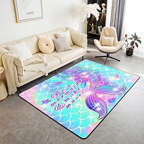 Loussiesd Mermaid Wohnzimmerteppich 100x150cm Glitter Pastell Wohnzimmer Teppiche für Schlafzimmer Home Decor Fisch Skalen Girly Regenbogen Moderne Teppiche Ultra Soft Anti-Rutsch Indoor Bodenmatte Loussiesd Mermaid Wohnzimmerteppich 100x150cm Glitter Pastell Wohnzimmer Teppiche für Schlafzimmer Home Decor Fisch Skalen Girly Regenbogen Moderne Teppiche Ultra Soft Anti-Rutsch Indoor Bodenmatte von Loussiesd