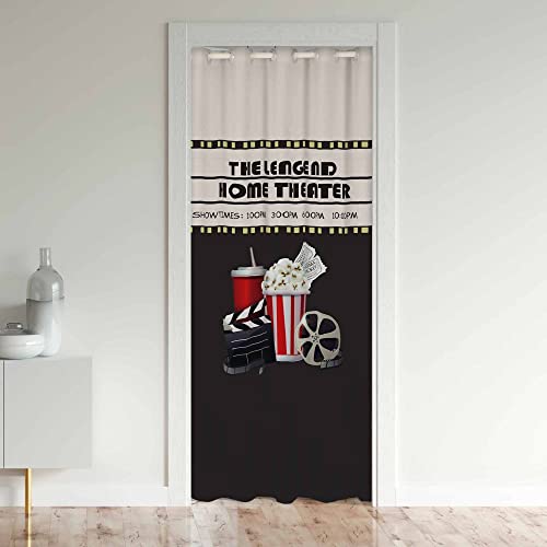 Loussiesd Movie TWärmeer Türvorhang 86x203cm für Tür Privatsphäre Movie Night Schrank Vorhang für Innentür Raumteiler für Wohnzimmer Popcorn Zimmer Verdunkelung Schwarzout Isoliert Thermisch Vorhang von Loussiesd