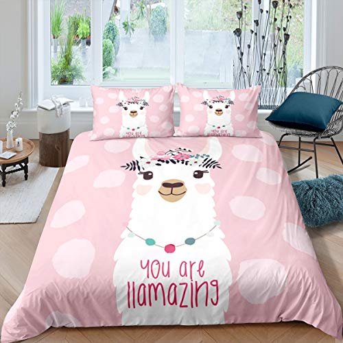 Loussiesd Nettes Lama Bettwäsche Set 135x200cm Mädchen Karikatur Lama Alpaka Design Bettbezug Set für Kinder Erwachsene Girly Südamerikanisches Tier Thema Betten Set Pink Bettwäsche Raumdekoration Loussiesd Nettes Lama Bettwäsche Set 135x200cm Mädchen Karikatur Lama Alpaka Design Bettbezug Set für Kinder Erwachsene Girly Südamerikanisches Tier Thema Betten Set Pink Bettwäsche Raumdekoration von Loussiesd