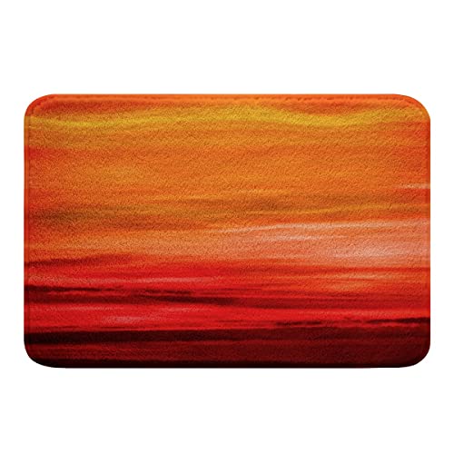 Loussiesd Orange Rot Bedruckt Hochflor Badteppiche Farbverlauf Orange rutschfest Badematte 50x80cm Romantische Farbe Mikrofaser Badezimmerteppich für Mikrofaser Gelb Dunkelrot Badvorleger Raumdeko von Loussiesd