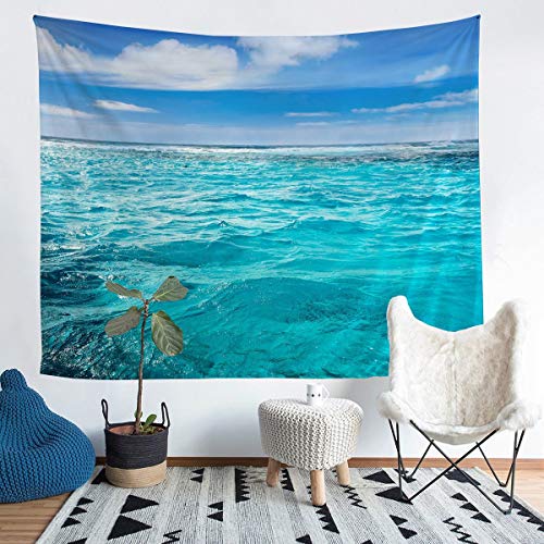 Loussiesd Ozean Themed Wandbehang Meer Drucken Wandteppich Für Kinder Jungen M?dchen Kinder Hawaiian Strand Tapisserie Ultraweiche Sommer Teal Ozean Decor Wandkunst 175x230cm von Loussiesd