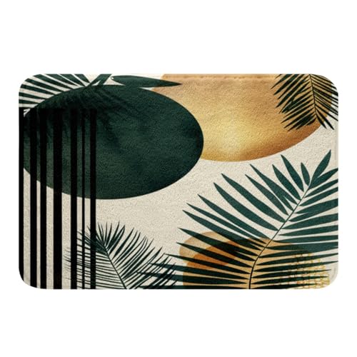 Loussiesd Palmenblatt Badematte 40x60cm Kinder Moderne Abstrakte Kunst Badezimmerteppich Jungen Mädchen Boho Bohemian Style Badezimmerteppich Exotische Floral Mid Century Geometric Duschvorleger von Loussiesd