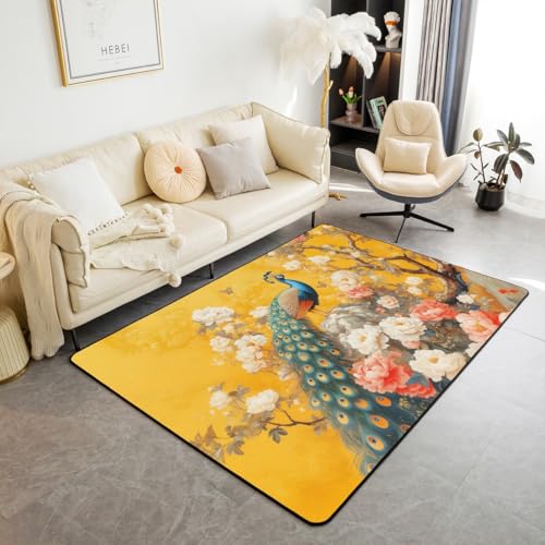 Loussiesd Pfau Teppich 100x150cm für Mädchen Jungen Kinder Eleganter Vogel Küchenteppich Raumdekoration Floral Blume Modern Teppich Wohnzimmerteppich Loussiesd Pfau Teppich 100x150cm für Mädchen Jungen Kinder Eleganter Vogel Küchenteppich Raumdekoration Floral Blume Modern Teppich Wohnzimmerteppich von Loussiesd