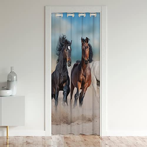 Loussiesd Pferd Türvorhang 106x203cm für Tür Privatsphäre Galloping Pferd Schrank Vorhang für Innentür Raumteiler für Schlafzimmer Wohnzimmer Cute Tier 30%-50% Zimmer Verdunkelung Schwarzout Vorhang von Loussiesd