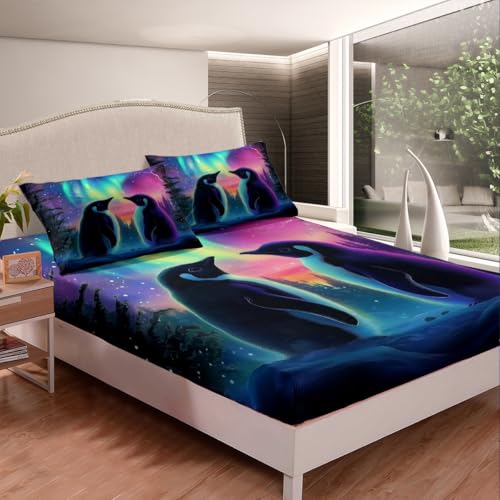 Loussiesd Pinguin Spannbettlaken 90x200cm Northern Light Spannbetttuch für Kinder Mädchen Jungs Galaxy Northern Light Dekor Bettlaken Set Zimmer Dekor Bettlaken Loussiesd Pinguin Spannbettlaken 90x200cm Northern Light Spannbetttuch für Kinder Mädchen Jungs Galaxy Northern Light Dekor Bettlaken Set Zimmer Dekor Bettlaken von Loussiesd