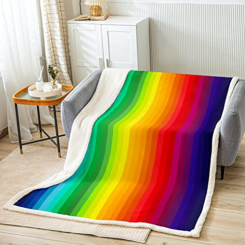 Loussiesd Regenbogen Decke 220x240cm Marmor Streifen Bunt Mehrfarbig Kuscheldecke für Kinder Jungen Mädchen Flanell Fleecedecke Weich Microfaser Wohndecke von Loussiesd