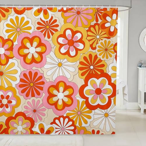Loussiesd Retro Hippie Blume Duschvorhang 180x200cm 60S 70S Groovy Floral Drucken Duschvorhang Textil Erwachsene Blüte Vintage Boho Pflanze Floral Duschvorhang Gelb Duschvorhang Textil Loussiesd Retro Hippie Blume Duschvorhang 180x200cm 60S 70S Groovy Floral Drucken Duschvorhang Textil Erwachsene Blüte Vintage Boho Pflanze Floral Duschvorhang Gelb Duschvorhang Textil von Loussiesd
