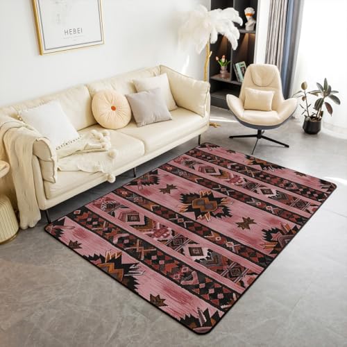 Loussiesd Rosa Südwesten Teppich 150x200cm Geometrische Modern Teppich Tribal Exotic Style Native American Indian Design Wohnzimmerteppich Streifen Linie Outdoor Teppich Loussiesd Rosa Südwesten Teppich 150x200cm Geometrische Modern Teppich Tribal Exotic Style Native American Indian Design Wohnzimmerteppich Streifen Linie Outdoor Teppich von Loussiesd