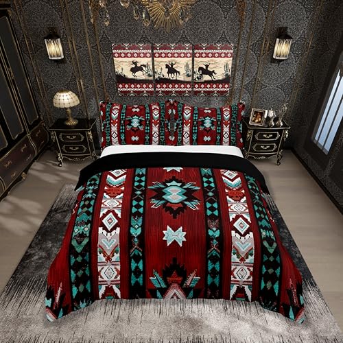 Loussiesd Rot Südwesten 100% Baumwolle Bettwäsche Set 220x240cm Geometrisch Bettwäsche Dekor Tribal Exotic Style Native American Indian Design Bettbezug Set Streifen Linie Bettwäsche-Set Loussiesd Rot Südwesten 100% Baumwolle Bettwäsche Set 220x240cm Geometrisch Bettwäsche Dekor Tribal Exotic Style Native American Indian Design Bettbezug Set Streifen Linie Bettwäsche-Set von Loussiesd