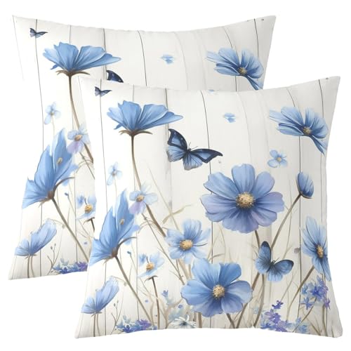 Loussiesd Schmetterling Kissenbezüge 60x60cm Vintage Blume Kissenbezug Aquarell Malerei Blumendruck Blühend Kissenhülle Niedlich Blauer Schmetterling für Kinder Mädchen Junge Dekokissen Loussiesd Schmetterling Kissenbezüge 60x60cm Vintage Blume Kissenbezug Aquarell Malerei Blumendruck Blühend Kissenhülle Niedlich Blauer Schmetterling für Kinder Mädchen Junge Dekokissen von Loussiesd