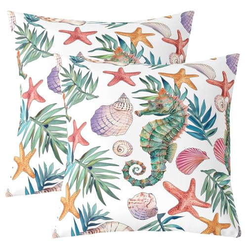 Loussiesd Seepferdchen Kissenbezüge 60x60cm Zierkissenbezüge Home Dekor Starfish Muschel-Muschel Sofakissen Couchkissen Meereslebewesen Botanisches Palmblatt Kissenbezug Unterwasserwelt Kissenhülle Loussiesd Seepferdchen Kissenbezüge 60x60cm Zierkissenbezüge Home Dekor Starfish Muschel-Muschel Sofakissen Couchkissen Meereslebewesen Botanisches Palmblatt Kissenbezug Unterwasserwelt Kissenhülle von Loussiesd