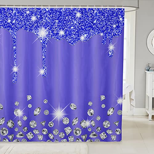 Loussiesd Silber Glitzer Duschvorhang 180x180cm (kein Glitzer) Bling Partydeko blau lila Badezimmer Stoff für Diamanten und Schmuck Duschvorhang Textil wasserdichte Vorhänge Stall Badewannen Deko von Loussiesd