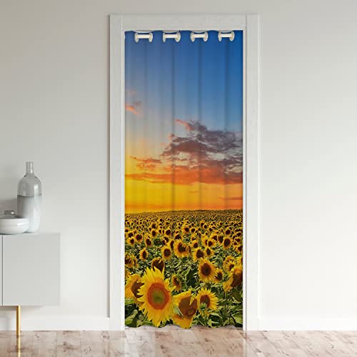 Loussiesd Sonnenblume Türvorhang 132x203cm für Tür Privatsphäre Blume Schrank Vorhang für Innentür Raumteiler Botanische Raum Verdunkelung Isolierter Wärmevorhang von Loussiesd