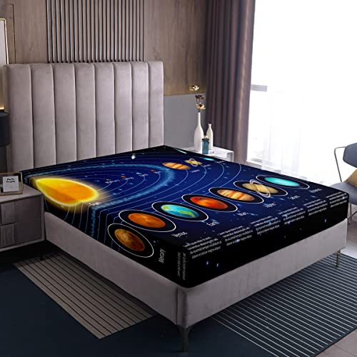 Sonnensystem Kinder Spannbettlaken Jungen Mädchen Galaxis Weltraum Bettlaken Jugendliche Universum Planeten Astronomie Dekorativ Spannbetttuch 90x200cm 100% Mikrofaser von Loussiesd