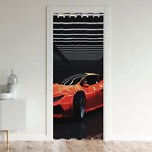 Loussiesd Speed Sports Auto Schwarzout Vorhangs Fenster Race Auto Behandlungen Türvorhang 106x203cm Zimmer Verdunkelung Extremsport Schwarzout Vorhangs für Türen mit Fenster von Loussiesd