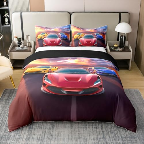 Loussiesd Sportwagen Baumwolle Bettwäsche Set 200x200cm Kinder Speed Sportwagen Bettbezug Set für Jungen Mädchen Rot Betten Raumdekoration Keine Füllung Loussiesd Sportwagen Baumwolle Bettwäsche Set 200x200cm Kinder Speed Sportwagen Bettbezug Set für Jungen Mädchen Rot Betten Raumdekoration Keine Füllung von Loussiesd