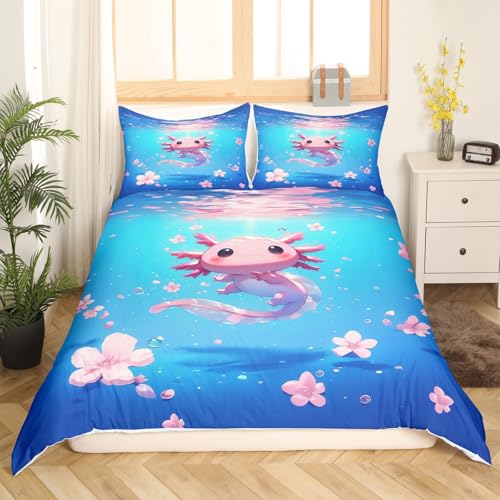 Loussiesd Süße Kirsche Axolotl Bettwäsche Set 155x220cm Cartoon Salamander Betten Set für Kinder Jungen Mädchen Schlafzimmer Bett Dekor Kawaii Ozean Sealife Bettbezug Set Axolotl Bettwäsche-Set Loussiesd Süße Kirsche Axolotl Bettwäsche Set 155x220cm Cartoon Salamander Betten Set für Kinder Jungen Mädchen Schlafzimmer Bett Dekor Kawaii Ozean Sealife Bettbezug Set Axolotl Bettwäsche-Set von Loussiesd