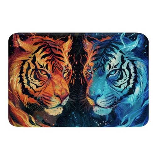 Loussiesd Tiger Badematte 50x80cm Kinder Wildtiere Badematte für Duschraum Wildlife Badteppiche Waschbar Yellow Blau Waschbar Dekor Badvorleger Loussiesd Tiger Badematte 50x80cm Kinder Wildtiere Badematte für Duschraum Wildlife Badteppiche Waschbar Yellow Blau Waschbar Dekor Badvorleger von Loussiesd