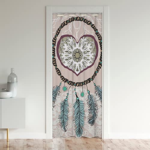 Loussiesd Traumfänger Schwarzout Vorhangs Fenster Boho Traumfänger Behandlungen Türvorhang 106x203cm Zimmer Verdunkelung Böhmisch Schwarzout Vorhangs für Türen mit Fenster von Loussiesd