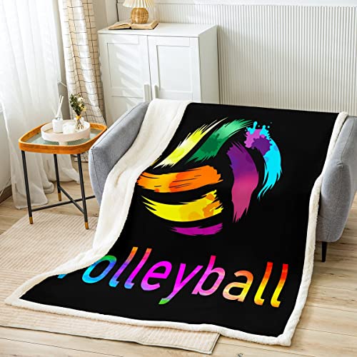 Loussiesd Volleyball Wohndecke Für Mädchen Jungs Sports Thema Kuscheldecke Volleyball Spiel Bunt Decke 150x200cm Zimmer Dekor Volleyball Spieler Flanell Fleecedecke von Loussiesd