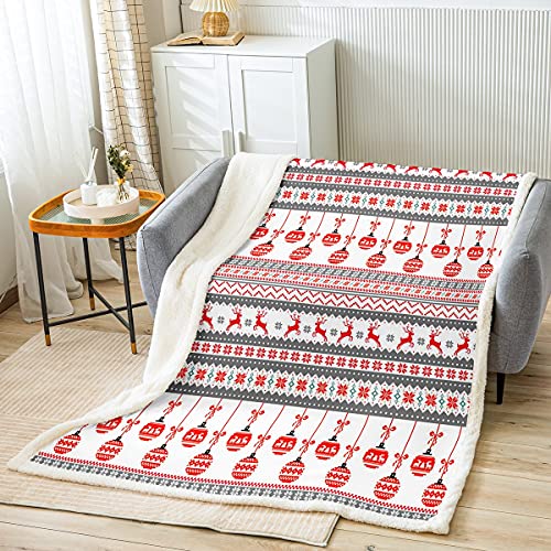 Loussiesd Weihnachten Hirsch Kuscheldecke Niedliche Rote Laterne Decke 150x200cm Weihnachten Tier Hirsch Muster Wohndecke Geometrische Festival Elch Dekor Schlafzimmer Kollektion Flanell Fleecedecke von Loussiesd