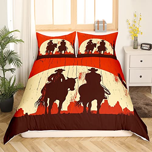 Loussiesd Western Denim Style Bettwäsche Jungs Männer Wild West Cowboy Bettwäsche Set 220x240cm Jungen Jugendliche Rodeo Style Bettbezug Set Ultra weich Mikrofaser Bettwäsche Set, Reißverschluss von Loussiesd