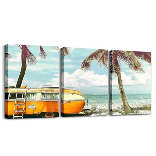 Loussiesd Wohnmobil Poster Set für Wohnzimmer 3-teiliges Happy Camping Leinwandbilder für Schlafzimmer Badezimmer Wandbilder Hawaiian Beach Sommer Urlaub Dekor Gemälde Loussiesd Wohnmobil Poster Set für Wohnzimmer 3-teiliges Happy Camping Leinwandbilder für Schlafzimmer Badezimmer Wandbilder Hawaiian Beach Sommer Urlaub Dekor Gemälde von Loussiesd