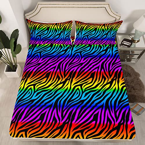 Loussiesd Zebras Skins Spannbettlaken 140x200cm Regenbogen Zebrastreifen Bettlaken Set Buntes Zebramuster Spannbetttuch Erwachsene Zoo Tierfell Drucken Kein flaches Blatt Ultra weich Zimmer Dekor Loussiesd Zebras Skins Spannbettlaken 140x200cm Regenbogen Zebrastreifen Bettlaken Set Buntes Zebramuster Spannbetttuch Erwachsene Zoo Tierfell Drucken Kein flaches Blatt Ultra weich Zimmer Dekor von Loussiesd