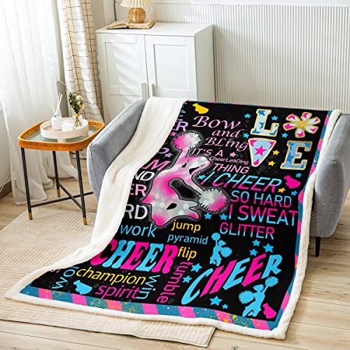 Mädchen Gymnastiks Tanzen Wohndecke Cheerleading Decke 130x150cm Cheerleader Kuscheldecke Gymnastik Sports Thema Flanell Fleecedecke Couchdecke für Couch Sofa von Loussiesd