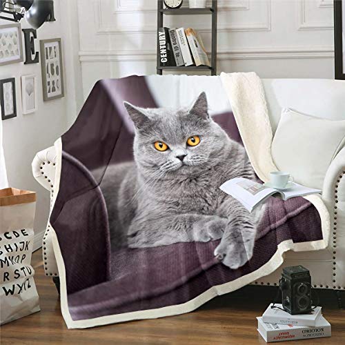 M?dchen Katze Kuscheldecke Haustier Katze Muster Wohndecke Netter K?tzchen Druck Flanell Fleecedecke 150x200cm 3D Tier Thema Couchdecke von Loussiesd