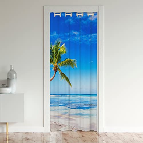 Ozean Strand Türvorhang 150x203cm für Tür Privatsphäre Hawaiian Palme Schrank Vorhang für Innentür Raumteiler für Wohnzimmer Tropisch Sommer Isolierter Wärmevorhang Raumteiler Gardinen Vorhänge von Loussiesd