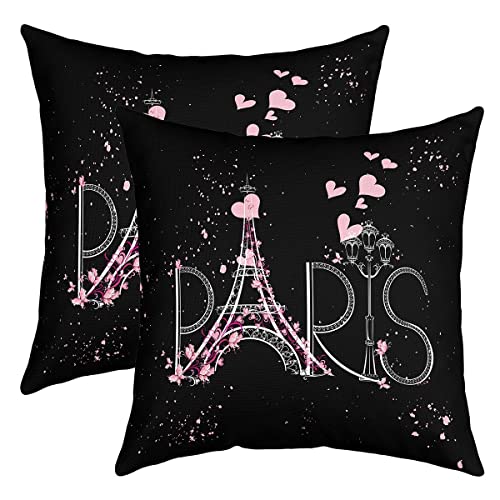 Paris Kissenbezüge 45x45cm 2er Set Kissenbezüge Weicher Eiffelturm Kissenbezug Kissenhülle Couchkissen Paris Valentines Dekor Dekorative Sofakissen Couchkissen für Couch Bett von Loussiesd