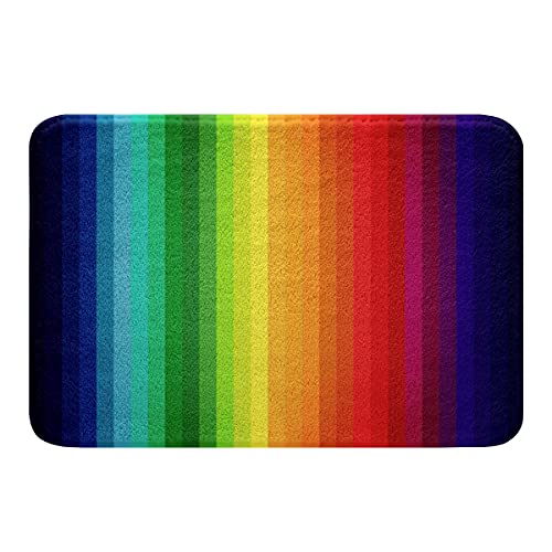 Regenbogen Badezimmerteppich 50x80cm Badematte Marmor Streifen Bunt Multicolor Badteppiche für Kinder Jungen Mädchen Wohnzimmer Schlafzimmer Weich Rutschfest Waschbar Badvorleger Ultra Shaggy von Loussiesd