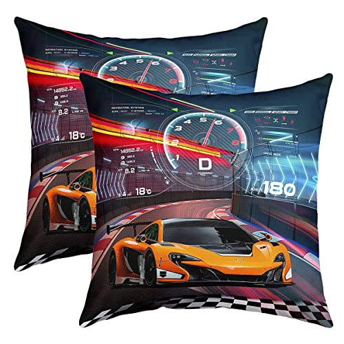 Rennwagen 2er Set Kissenbezüge Extremsport Kissenhülle für Sofa Schlafzimmer Wohnzimmer Cooler Auto Dekokissen 40x40cm Auto-Sport-Sofakissen Couchkissen mit Reißverschluss für Couch Auto Stuhl von Loussiesd