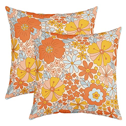 Retro Hippie Blume Kissenbezüge 50x50cm 2er Set Kissenbezüge Weich 60S 70S Groovy Kissenbezug Kissenhülle Für Wohnzimmer Schlafzimmer Gelbe Blume Dekorative Sofakissen Couchkissen für Bett von Loussiesd