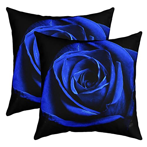 Rose Kissenbezüge 45x45cm 2er Set Kissenbezüge Rose Blumenblume Kissenbezug Kissenhülle für Kopfkissenbezug Schlafzimmer Blaue Gartenblume Romantische Dekorative Sofakissen Couchkissen für Sofa von Loussiesd