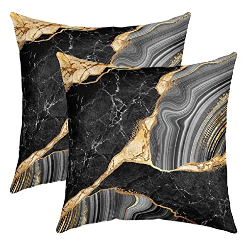 Schwarz Marmor Kissenbezüge 40x40cm 2er Set Kissenbezüge Kinder Modern Marmor Aesthetic Sofakissen Couchkissen Retro Aquarell Kunstwerke Kissenbezug Kissenhülle Grau Dekokissens Zimmer Dekor von Loussiesd
