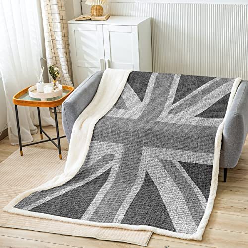 Sherpa-Decke mit britischer Flagge, Union Jack, Plüschdecke, grau, Überwurfdecke für Kinder und Erwachsene, geometrisch, flauschig, für Sofa, Bett, weiches Doppelbett, 152 x 200 cm Sherpa-Decke mit britischer Flagge, Union Jack, Plüschdecke, grau, Überwurfdecke für Kinder und Erwachsene, geometrisch, flauschig, für Sofa, Bett, weiches Doppelbett, 152 x 200 cm von Loussiesd