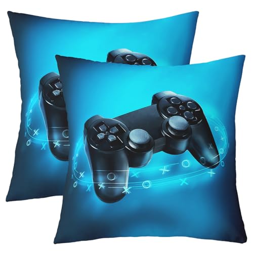 Spieler Kissenbezüge 40x40cm 2er Set Kissenbezüge Weich Videospiel Gamepad Kissenbezug Kissenhütte für Wohnzimmer Schlafzimmer Gaming Dekorative Sofakissen Couchkissen für Sofa von Loussiesd