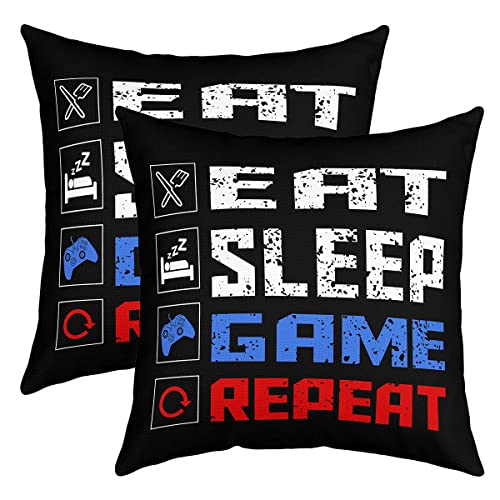 Spieler Kissenhülle 60x60cm für Couch Sofa Gamer Dekokissen Bett Auto Stuhl Dekor Essen Schlaf Spiel RepEssen Design Kissenbezüge Gaming Regler Zimmer Dekor Kissenbezug Couchkissen Sofakissen von Loussiesd