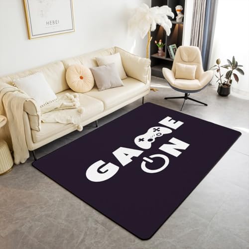Spieler WohnzimmerTeppich für Küche und Balkon Video Spiel Spielpad Modern Weich Teppich 150x200cm Schwarz Weiß Gaming Washable Bodenteppich Teppichs Eingang Teppich Wetterfest Dekor Wohnzimmer von Loussiesd