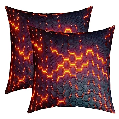 Waben Kissenbezug Kissenhülle 2er Set Kissenbezüge Weich Kinder Sechseckig Kissenbezüge 40x40cm Flame Dekorative Dekokissen Für Frauen Abstrakte Kunst Zimmer Dekor Geometrisch Sofakissen Couchkissen von Loussiesd