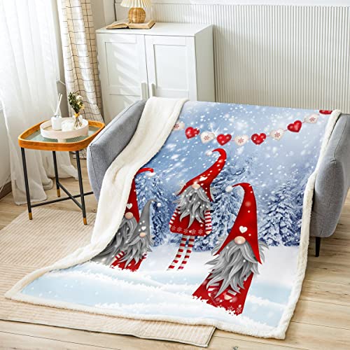 Weihnachten Gnom Thema Decke Weihnachten Zwerg Muster Rot Blau Flanell Fleecedecke 150x200cm Warm Jungen Mädchen Teens Weihnachten Schneeige Landschaft Winter Kuscheldecke Vier Zwerge Wohndecke von Loussiesd