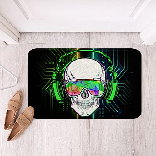 Zuckerschädel Badematte 50x80cm gotisch Totenkopf Skelett Musical Rutschfest Boden Badvorleger Halloween Thema Badezimmerteppich Ultra Dicker Weich Mikrofaser Badteppiche für Schlafzimmer Dekor von Loussiesd