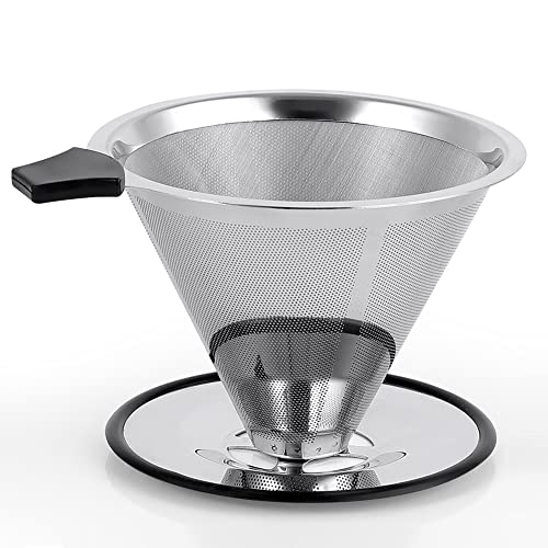 Louttary 1 Stück Kegelförmiger Kaffeetropfer Aus Edelstahl, Papierloser und Wiederverwendbarer Ultrafeiner Mikromesh-Filter Louttary 1 Stück Kegelförmiger Kaffeetropfer Aus Edelstahl, Papierloser und Wiederverwendbarer Ultrafeiner Mikromesh-Filter von Louttary