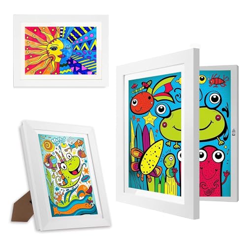 Louttary 1 Stück Kinder-Kunstrahmen, Kunstdisplay für Kinder, Horizontale und Vertikale Kunstpräsentation, 8,5 X 11, Frontöffnung, Austauschbare Kinder-Kunstwerksrahmen, von Louttary