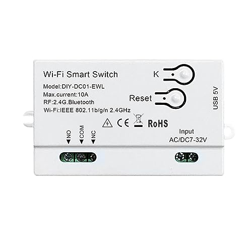 Louttary 1 Stück WiFi Smart Switch DIY Timer 1CH 7-32V 2,4G WiFi Weißes Home Automation für Home IFTT von Louttary