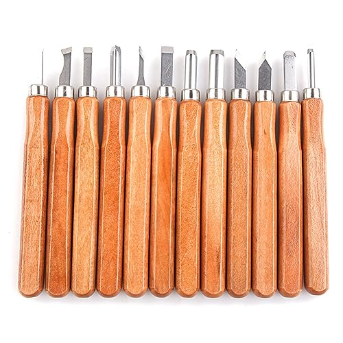 Louttary 12 Stk. Schnitzmesser Set SK2 Schnitzmesser Neutrale Holzschnitzmesser Handwerkzeug-Set Leicht zu Transportieren von Louttary
