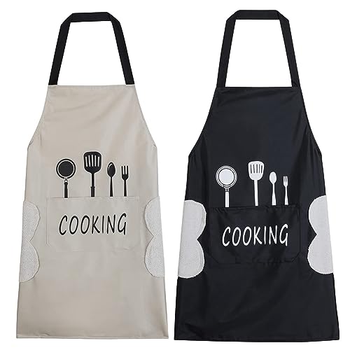 Louttary 2 Pack Kitchen Apron with Hand Wipe, Water-Drop with 2 Pockets Cooking Bib Apron for Women Men Chef Louttary 2 Pack Kitchen Apron with Hand Wipe, Water-Drop with 2 Pockets Cooking Bib Apron for Women Men Chef von Louttary